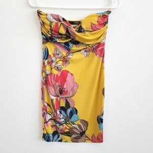 💕 Codigo Strapless Floral Dress Yellow Size Medium